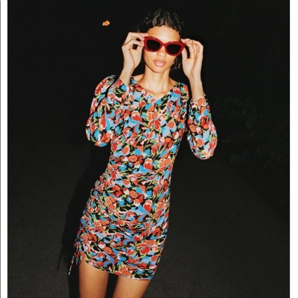 Zara floral print long sleeve dress
